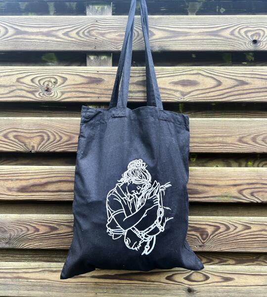 Totebag en Coton Bio avec Broderie Dessin Ligne à partir de Votre Photo
